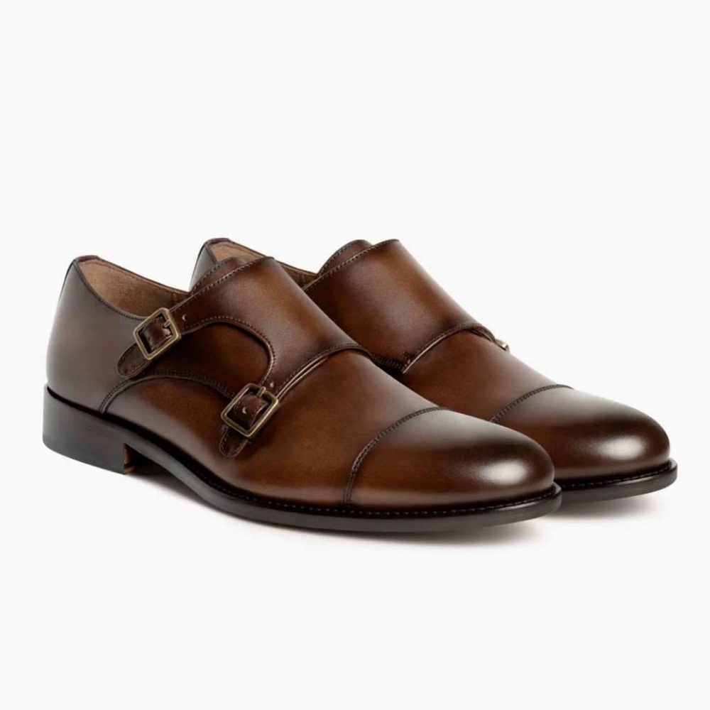 Men's Brown Double Monk Strap Shoes